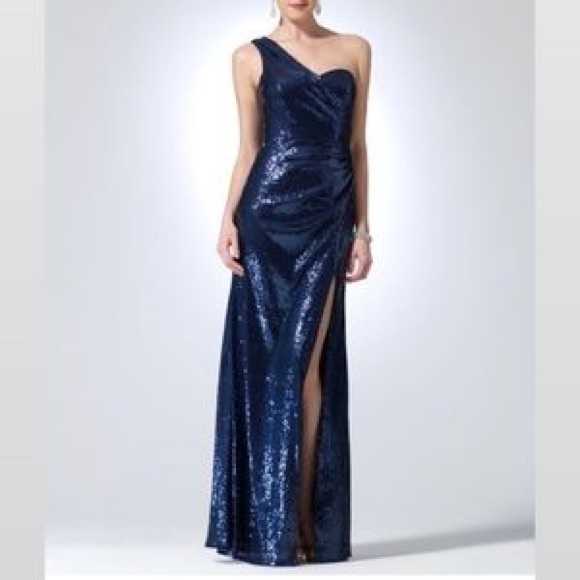 Cache Dresses & Skirts - Cache Charcoal Sequin Prom Homecoming Gown